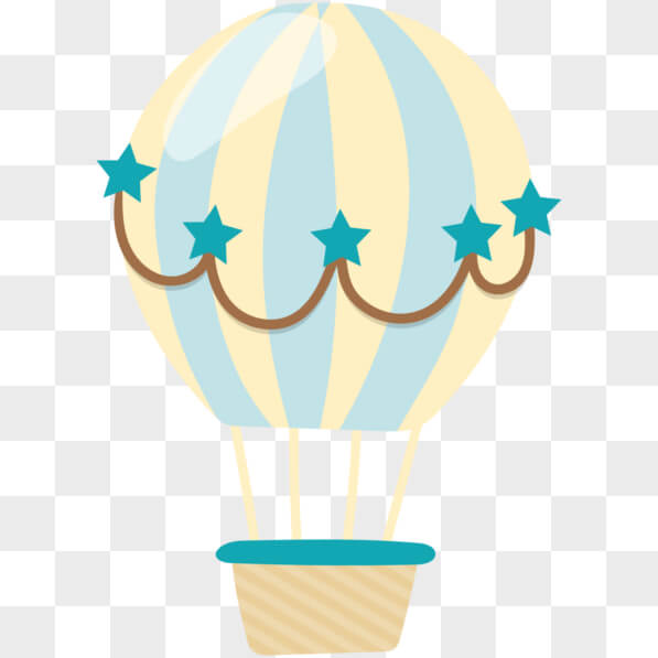 Download Blue and White Striped Hot Air Balloon with Stars PNGs Online ...