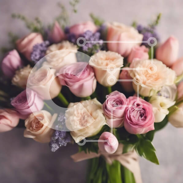 Elegant Floral Arrangement with Pink, White, and Lavender Roses stock ...