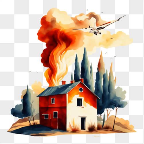 house burning down clipart fish