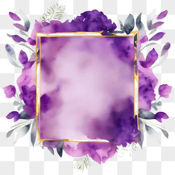 Download Purple Floral Frame Decoration with Gold Accents PNGs Online ...