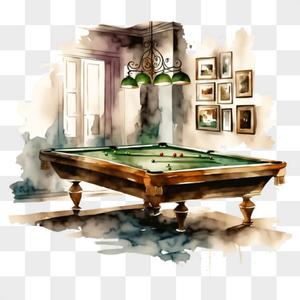 Download Artistic Indoor Pool Table Setting with Watercolor Paintings ...