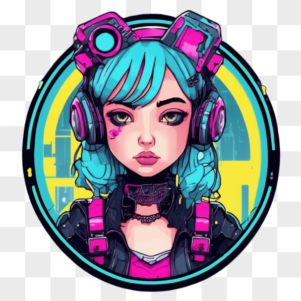 Download Cyberpunk Girl with Blue Hair and Pink Headphones - Overwatch ...