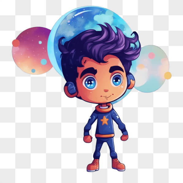 Download Cartoon Character in Astronaut's Outfit with Blue Hair and ...