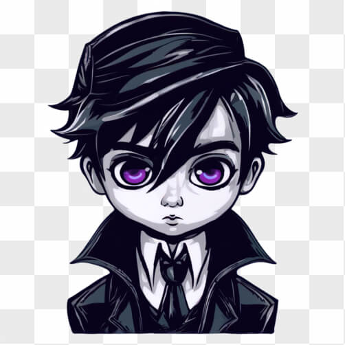 Download Cartoon Character with Blue Eyes and Elegant Black Suit ...