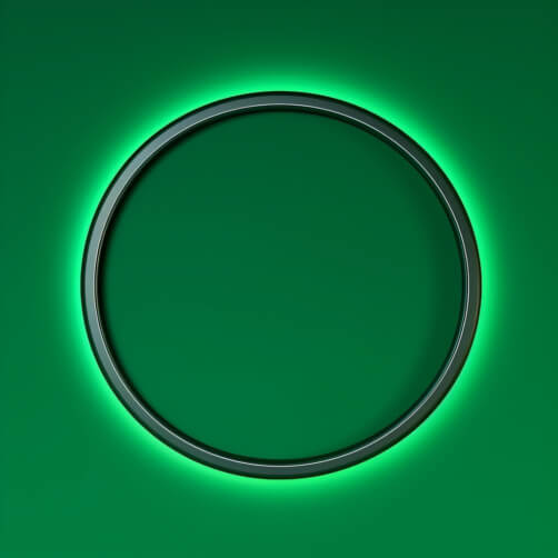 Green Circular Frame Illuminated in Darkness