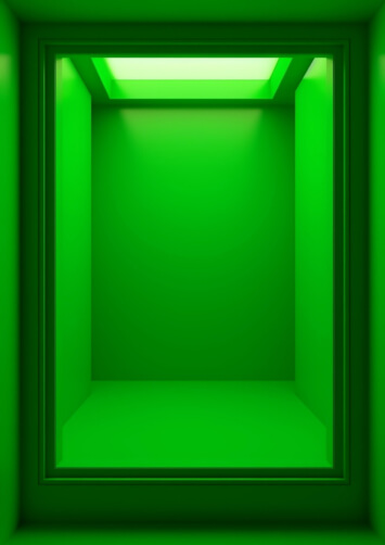 3D Rendering of a Modern Room with Green Light