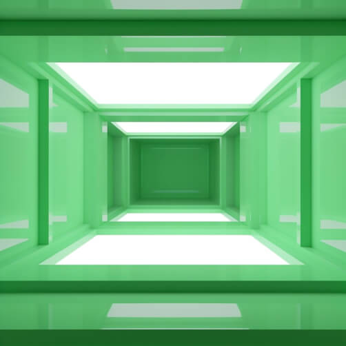 3D Rendering of Bright Green Interior Space