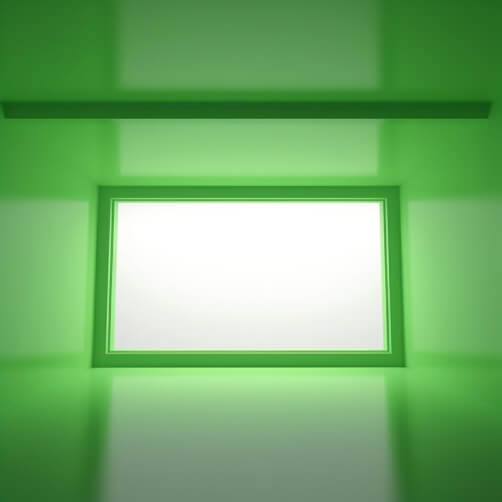 Empty Bright Green Room with Open Window