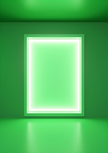 Green Square Frame in an Empty Room