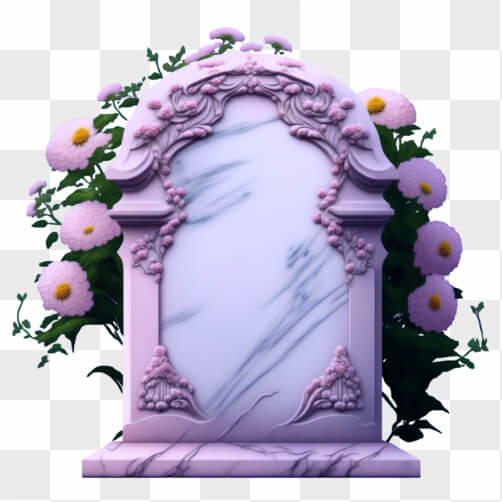 Download Marble Tombstone with Pink and Purple Flowers PNG Online ...