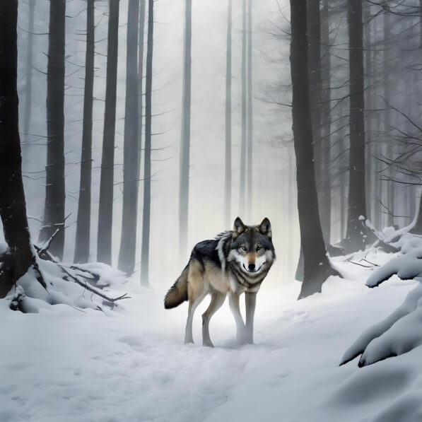 Download Gray Wolf in Snowy Woods Backgrounds Online - Creative Fabrica