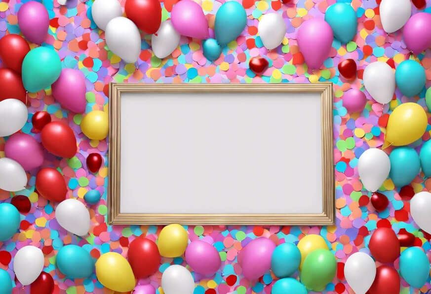 Download Colorful 3D Frame with Balloons and Confetti Backgrounds ...