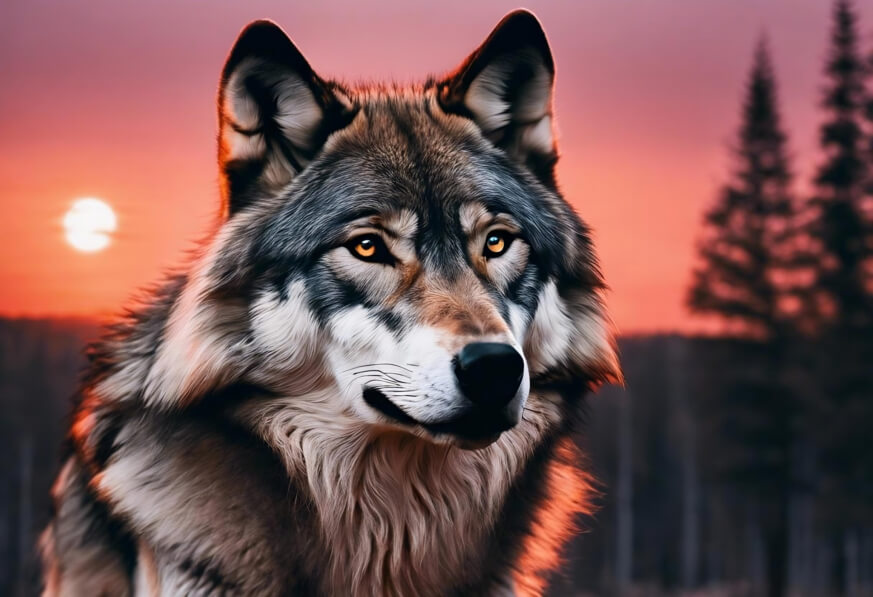 Download Gray Wolf in the Woods at Sunset Backgrounds Online - Creative ...