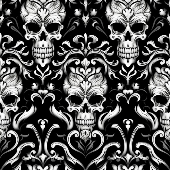 Download Black and White Seamless Pattern with Skulls and Floral ...