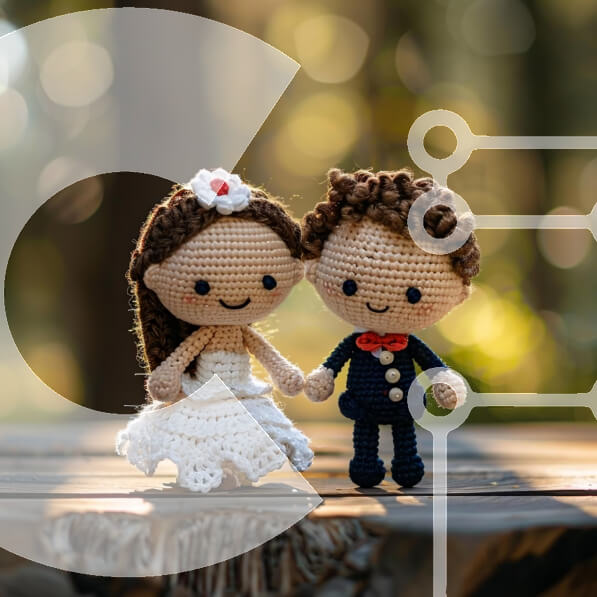Cute Bride and Groom Handmade Wedding Dolls main image 1