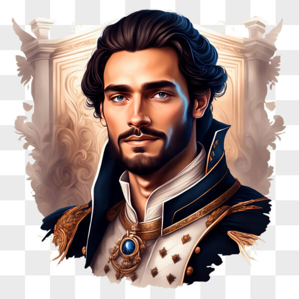 Download Elegant Portrait of a Man with Long Hair and Beard PNGs Online ...