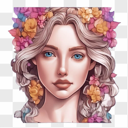 Download Beautiful Woman with Long Blonde Hair and Blue Eyes Cartoons ...