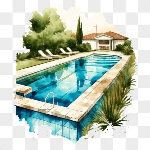 Download Swimming Pool in Idyllic Backyard PNGs Online - Creative Fabrica