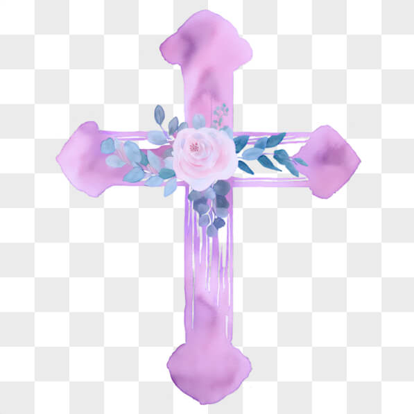 Download Pink Paint Cross with Floral Decorations PNGs Online ...