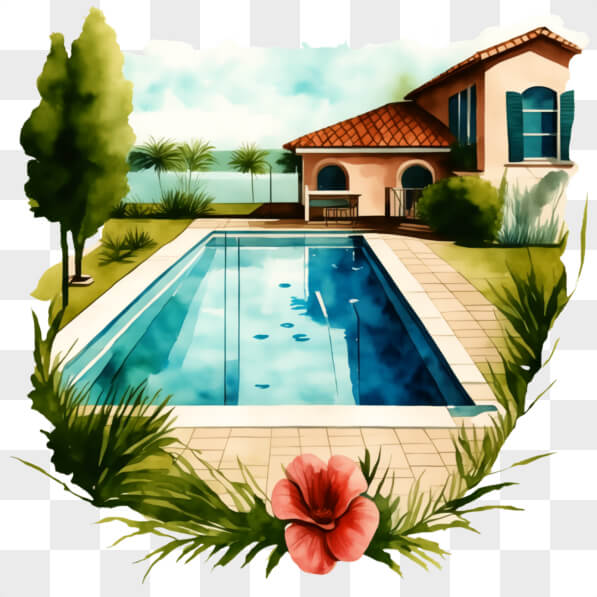 Download Swimming Pool Surrounded by Grass and Flowers PNGs Online ...