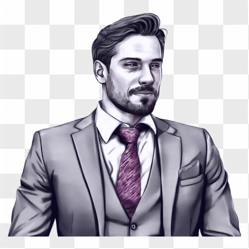 Download Professional Man in Grey Suit, Hat, and Purple Tie Cartoons ...