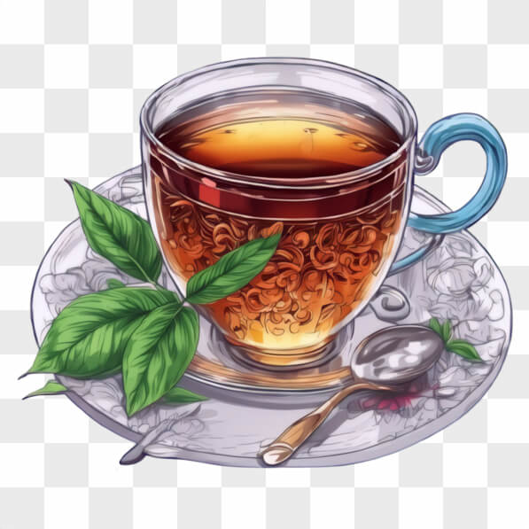Cartoon Some Tea Download Cup of Tea with Green Leaves and Utensils Cartoons Online ...