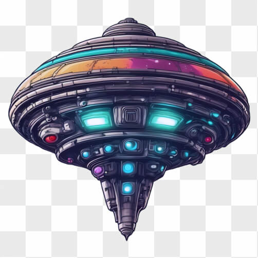 Futuristic Spaceship with Colorful Lights