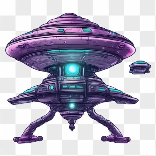 Purple Alien Spaceship Hovering in the Air