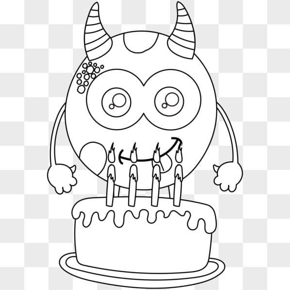 Download Birthday Monster Coloring Page PNGs Online - Creative Fabrica