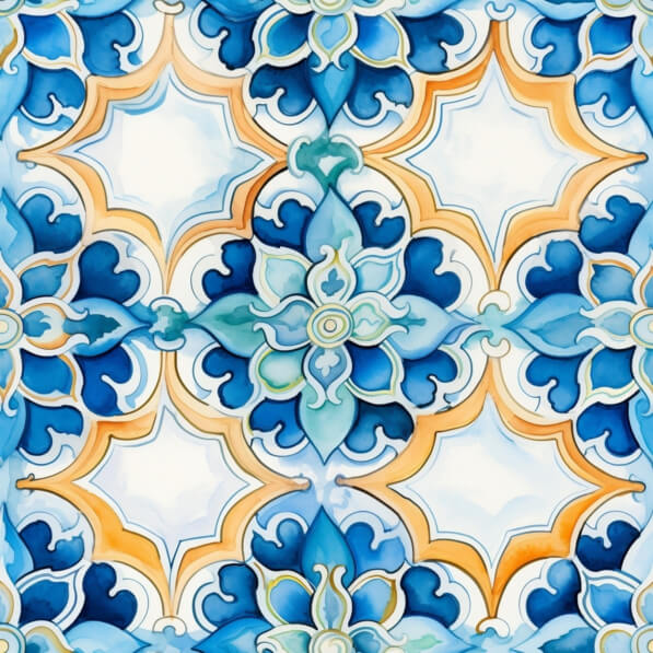 Download Blue and White Tiled Pattern with Floral Designs Patterns ...