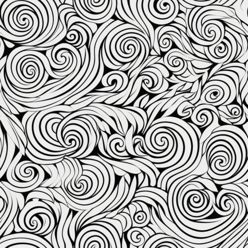 Download Black and White Seamless Pattern with Swirls and Waves ...