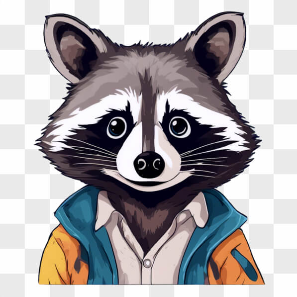 Download Cartoon Raccoon in Orange Jacket and Blue Shirt Cartoons ...
