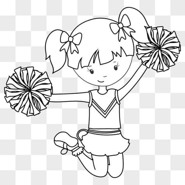 Download Cheerleader Coloring Page with Pom-Poms in the Air PNGs Online ...