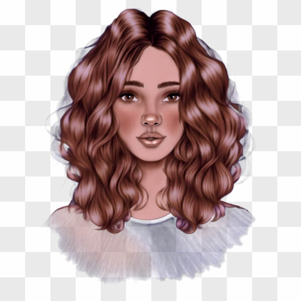 Download Illustration of a Woman with Curly Brown Hair and Blue Eyes ...