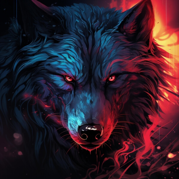 Download Abstract Blue and Red Wolf with Glowing Eyes Backgrounds ...