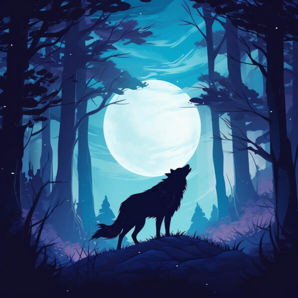 Download Wolf Howling at Full Moon in Forest Backgrounds Online ...