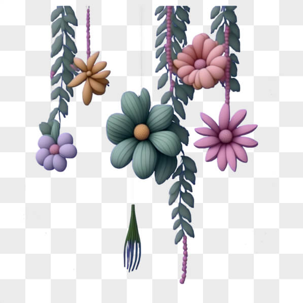 Download Colorful 3D Flowers Hanging from Strings PNGs Online ...
