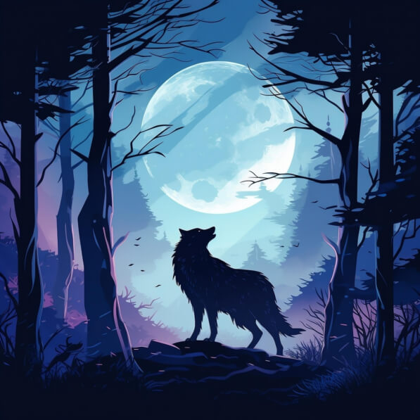 Download Wolf Howling at Full Moon in Woods Backgrounds Online ...