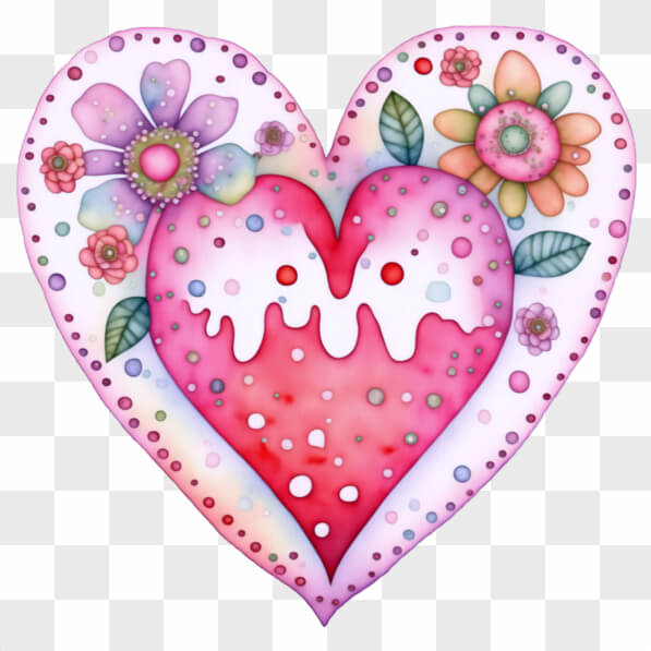 Download Pink Heart Decoration with Flowers and Hearts PNGs Online ...