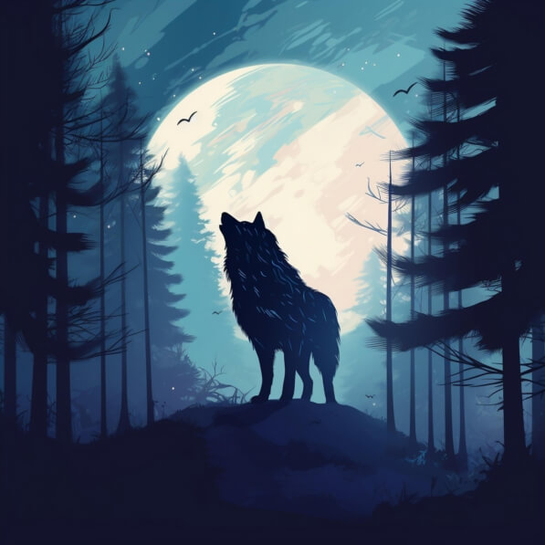 Download Illustration of a Wolf Howling in the Forest at Night ...