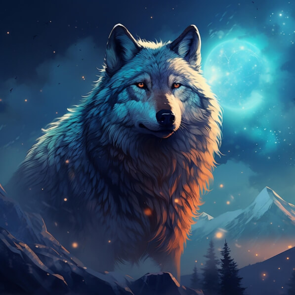 Download Wolf under Full Moon in Nature Backgrounds Online - Creative ...