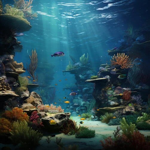 Download Colorful Underwater Scene with Fish and Corals Backgrounds ...