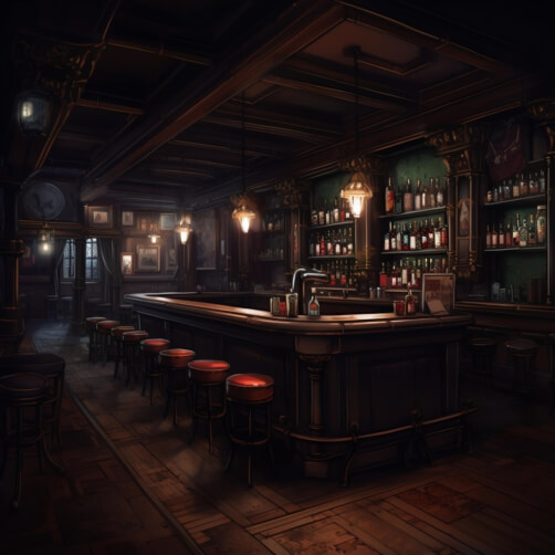 Download Dark Rustic Bar Interior with Stools and Fireplace Backgrounds ...
