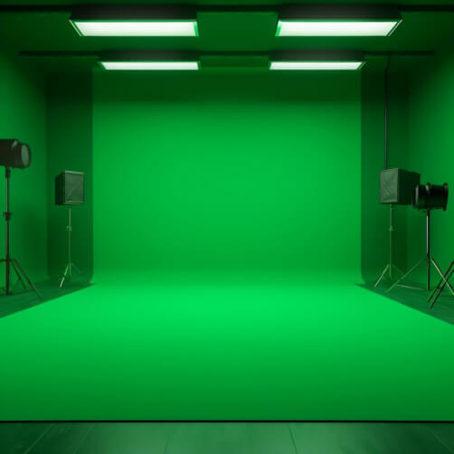 Green Screen Room with Lighting Fixtures