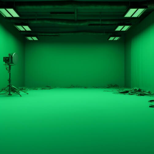 Green-Lit Room for Filming or Recording