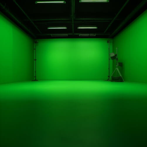 Green-Lit Empty Room