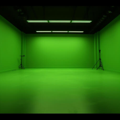 Green-Lit Filming Room
