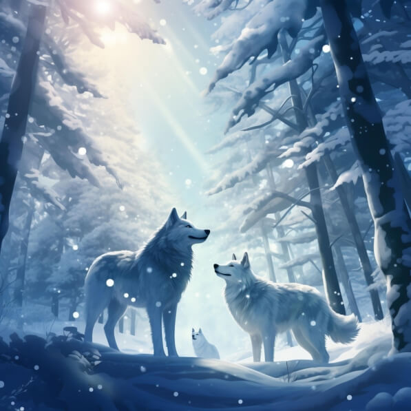 Download Three White Wolves in a Snowy Forest Backgrounds Online ...