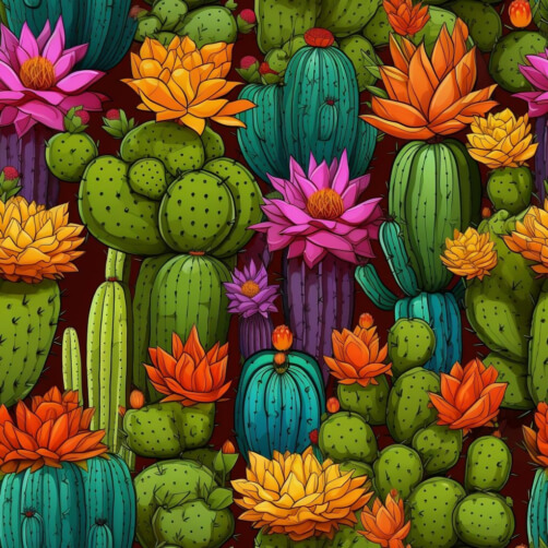 Download Seamless Pattern with Cow Skull, Roses, and Cactus Plants ...