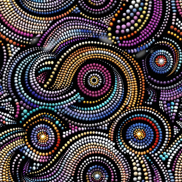 Download Colorful Abstract Pattern with Swirls and Dots on Black ...